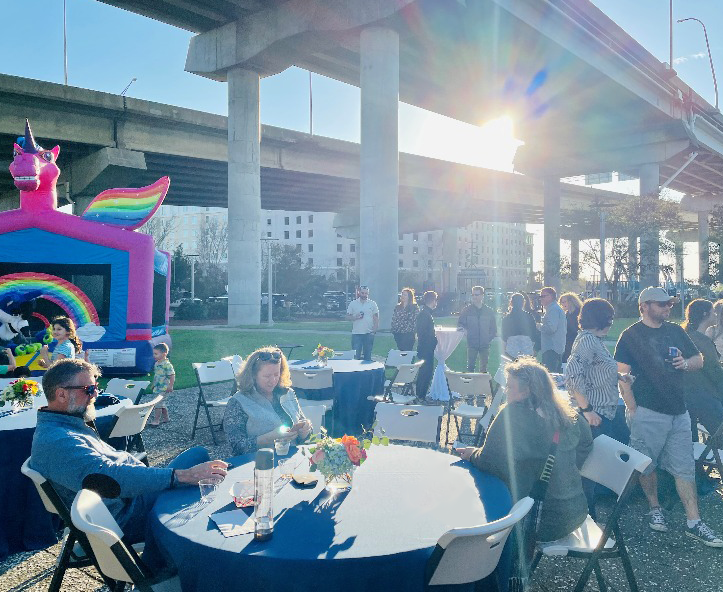 IT Staff social event in North Carolina by the freeway